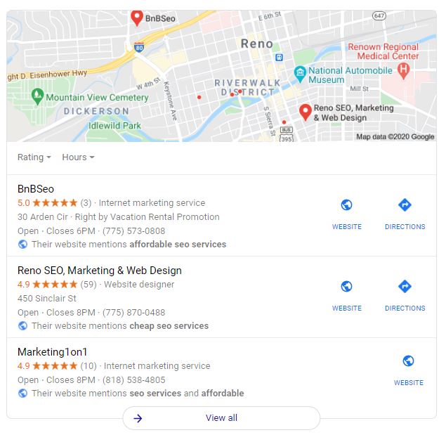 google map listing