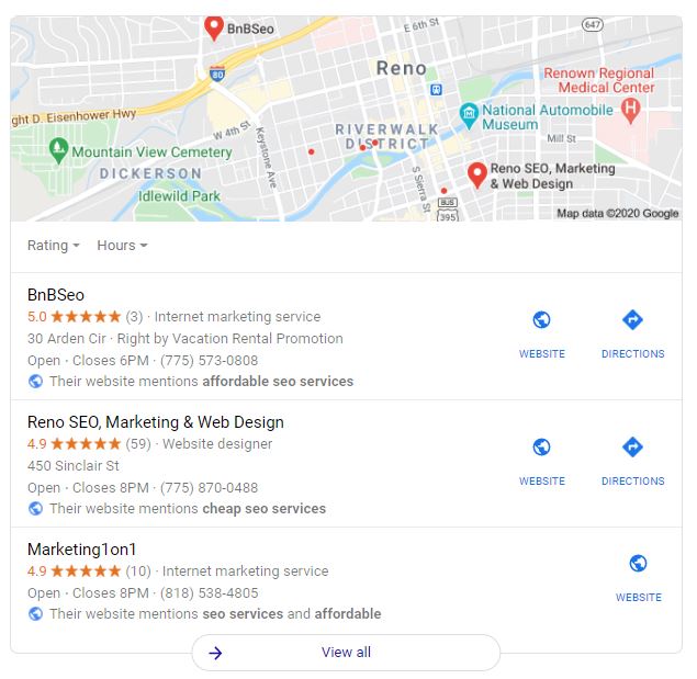 google map listing