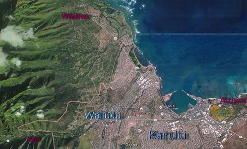 Map of Kahului Wailuku from Google
